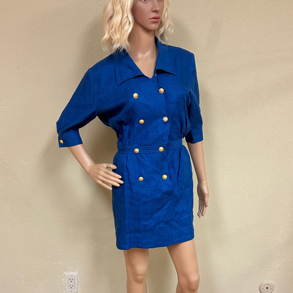 Valentino Royal Blue Mini Dress with Gold Accents